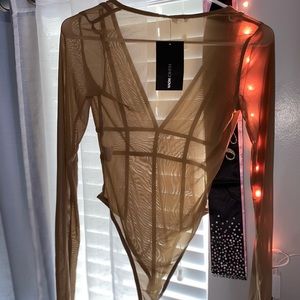 Brown mesh bodysuit🤎